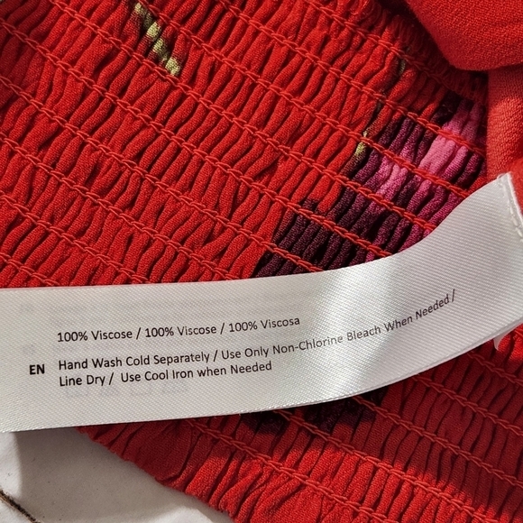 Band of The Free Crop Top Floral Scallop Tie Front Long Sleeve Smocked Size L - Picture 12 of 12